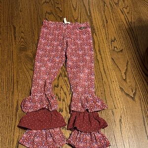 Matilda Jane Burgundy Floral Ruffle Leggings